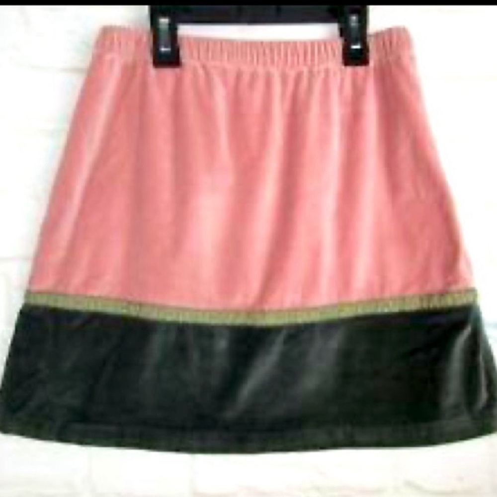 Hanna andersson pink and olive velvet ribbon mini skirt nwt